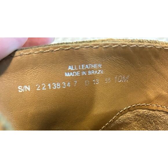 Tory Burch Sabe Caramel Suede Ankle Bootie Side Zipper Heel Logo Brazil SZ 10 - Picture 5 of 9